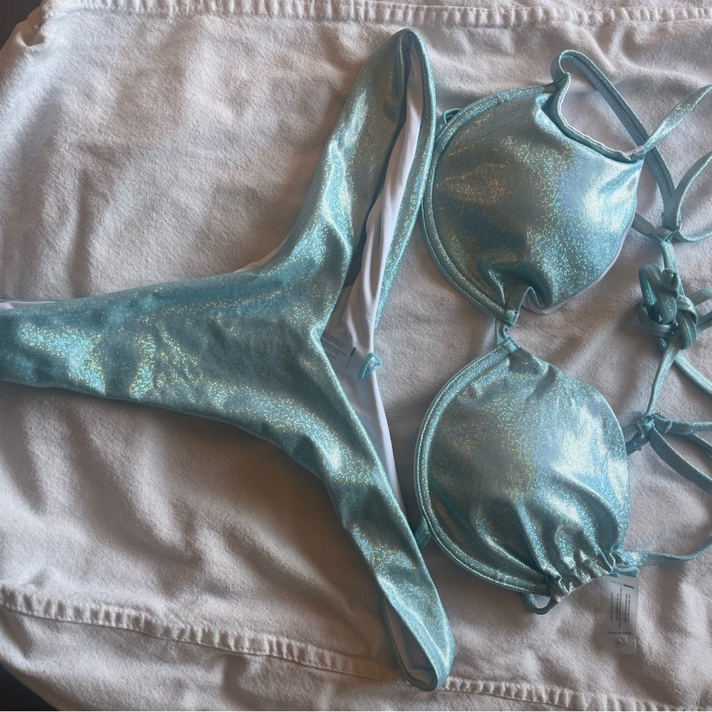 Fashion Nova Glittery Aqua Bikini